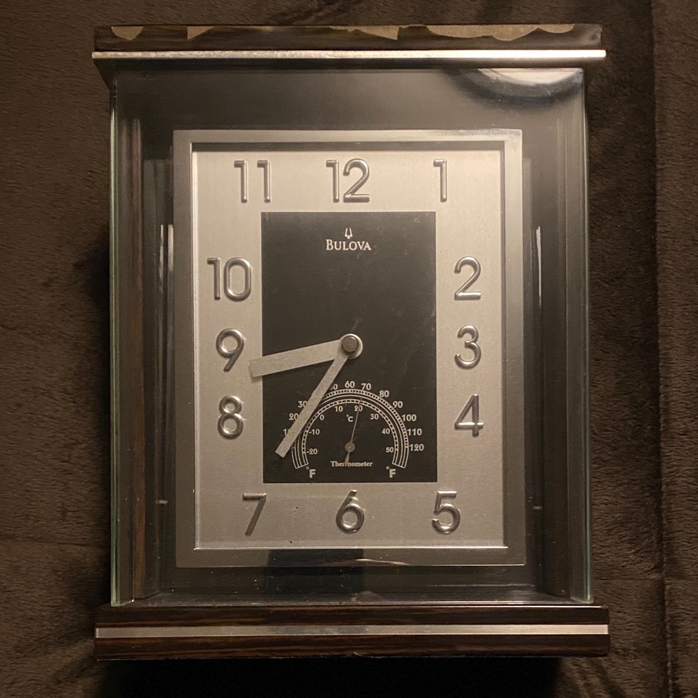 Bulova MCM Silver and Black Wall Clock